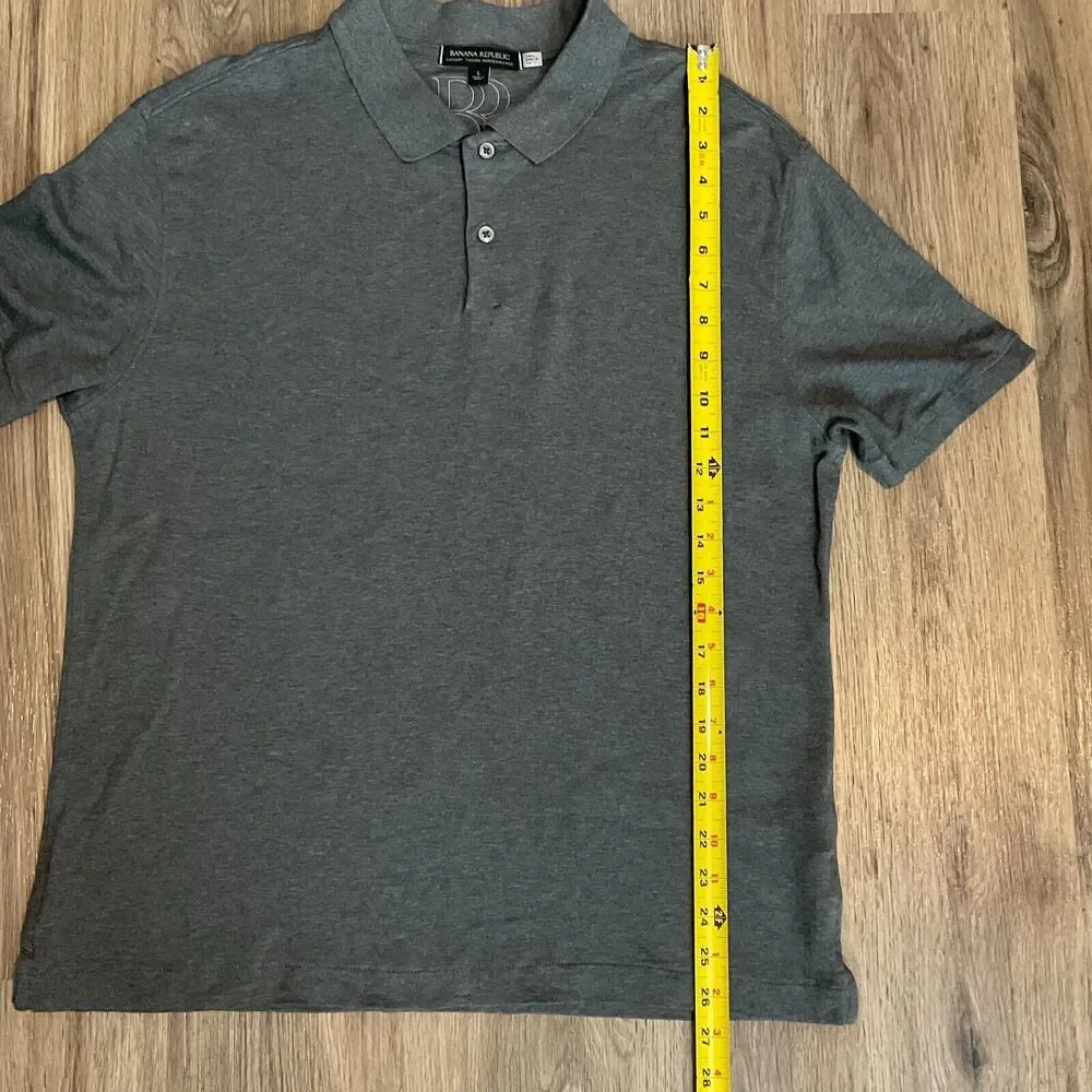 Banana Republic‎ Luxury Touch Performance Men Gray Short Sleeve Pullover Polo L